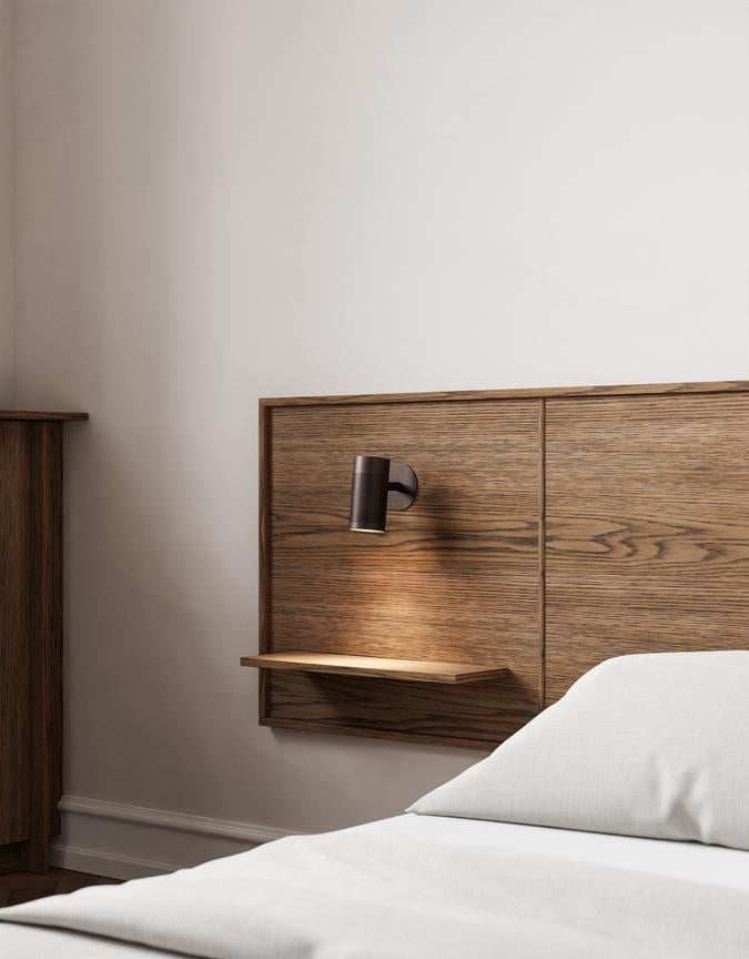 Patrone Recessed Small vägglampa med täckplatta, brunerad mässing • Thorup Copenhagen