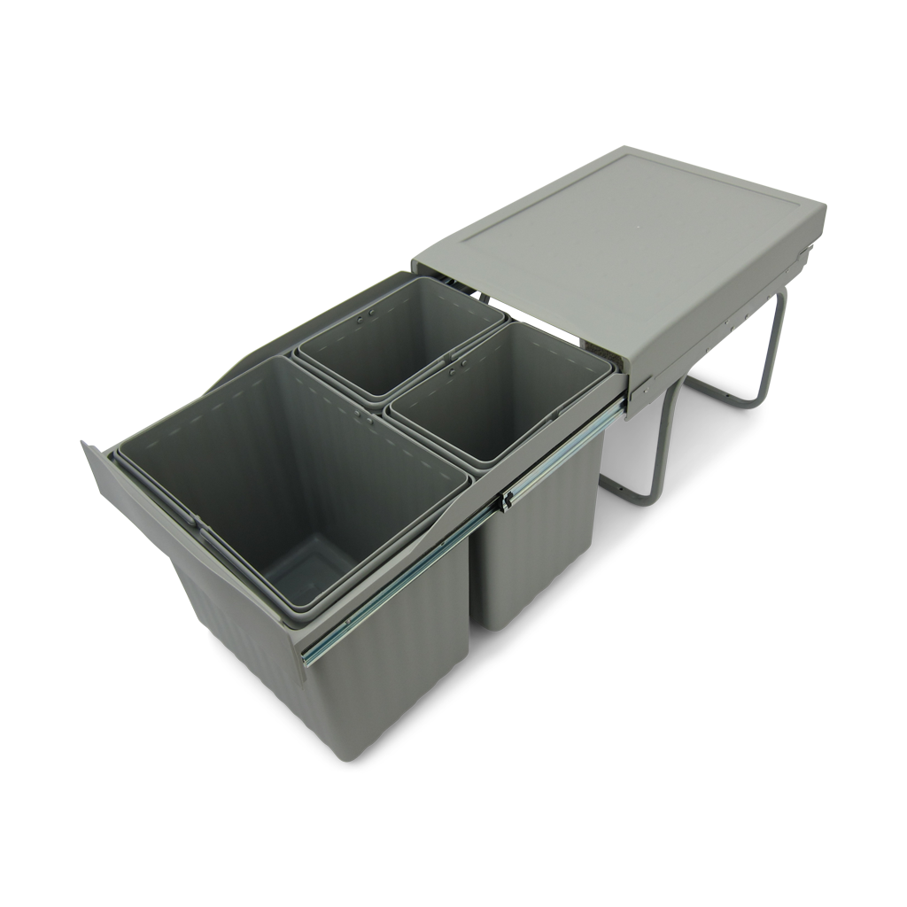 Copenhagen 3-31 X • Avfallssystem i stål och plast på 1 x 16 liter + 2 x 7,5 liter med full utdragning