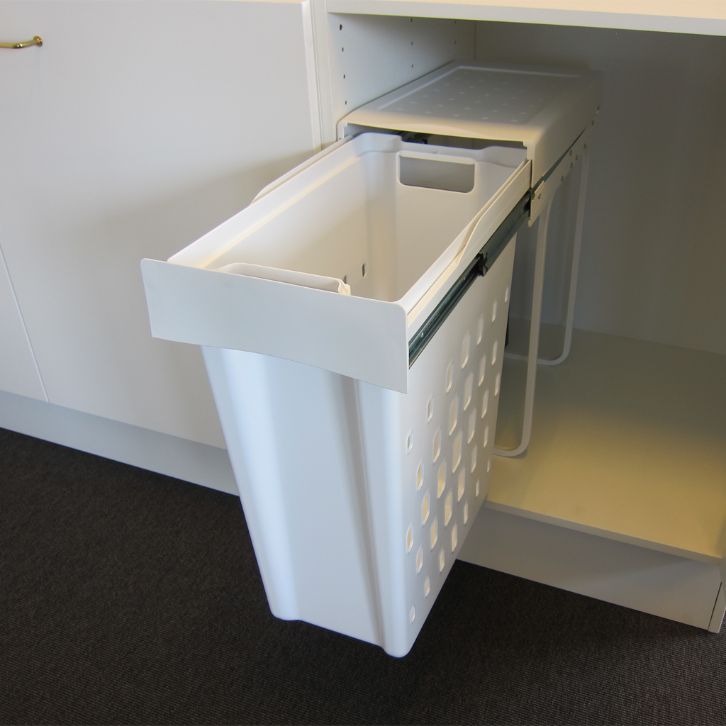 Helsinki 1-40 • Tvättkorg i stål och vit plast på 1 x 40 liter med full utdragning
