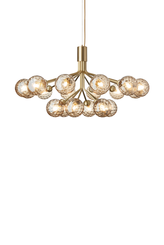 Apiales 18 ljuskrona, brushed brass / optic gold • NUURA