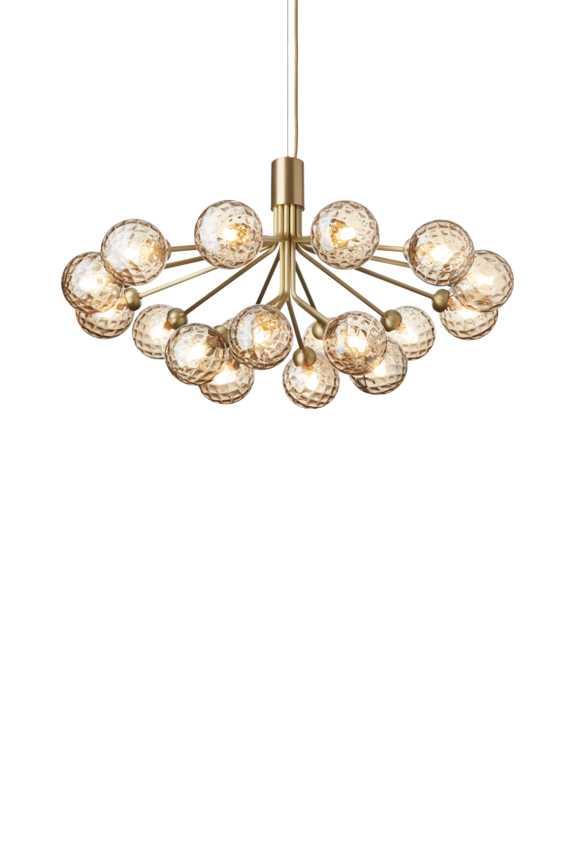 Apiales 18 ljuskrona, brushed brass / optic gold • NUURA
