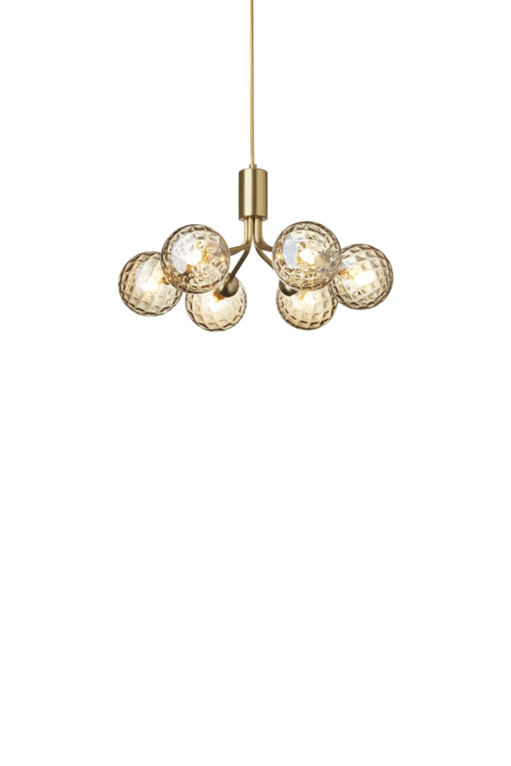 Apiales 6 ljuskrona, brushed brass / optic gold • NUURA