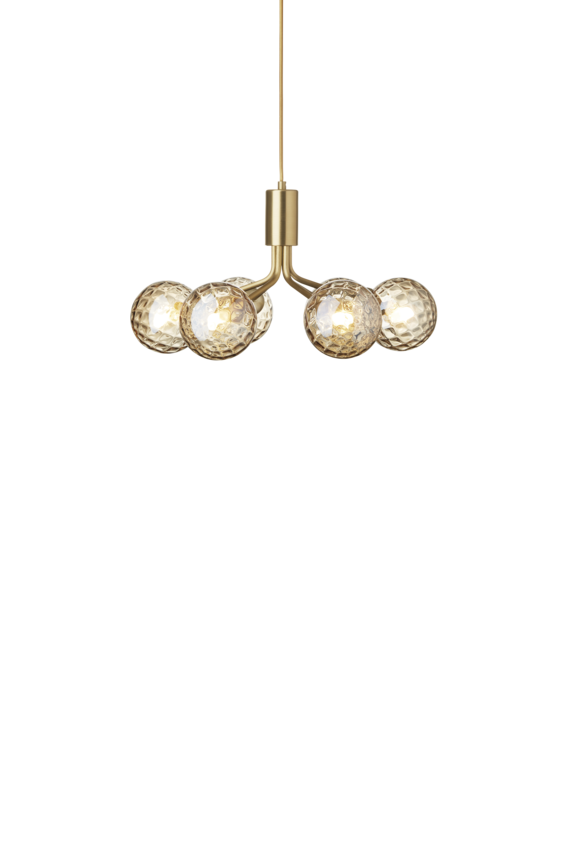 Apiales 6 ljuskrona, brushed brass / optic gold • NUURA
