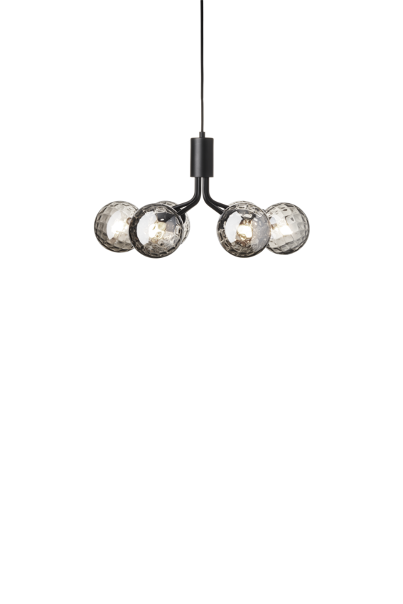 Apiales 6 ljuskrona, satin black / optic smoked • NUURA