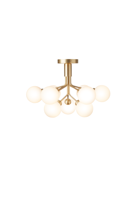 Apiales 9 Ceiling ljuskrona, brushed brass / opal • NUURA