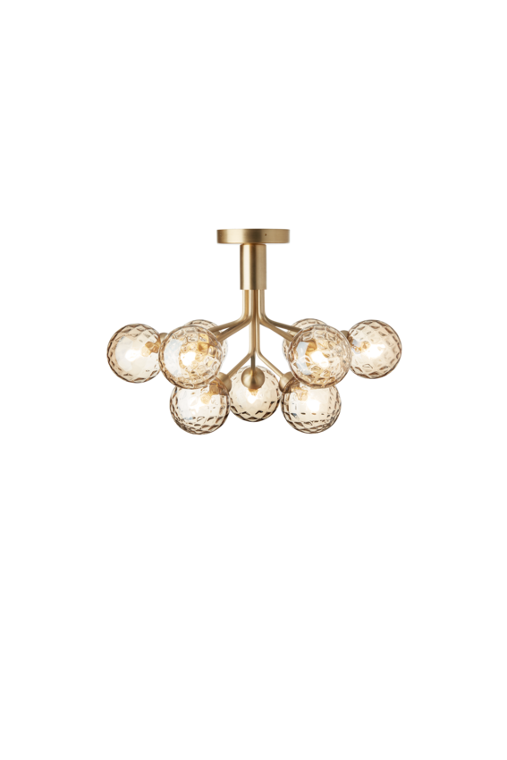Apiales 9 Ceiling ljuskrona, brushed brass / optic gold • NUURA
