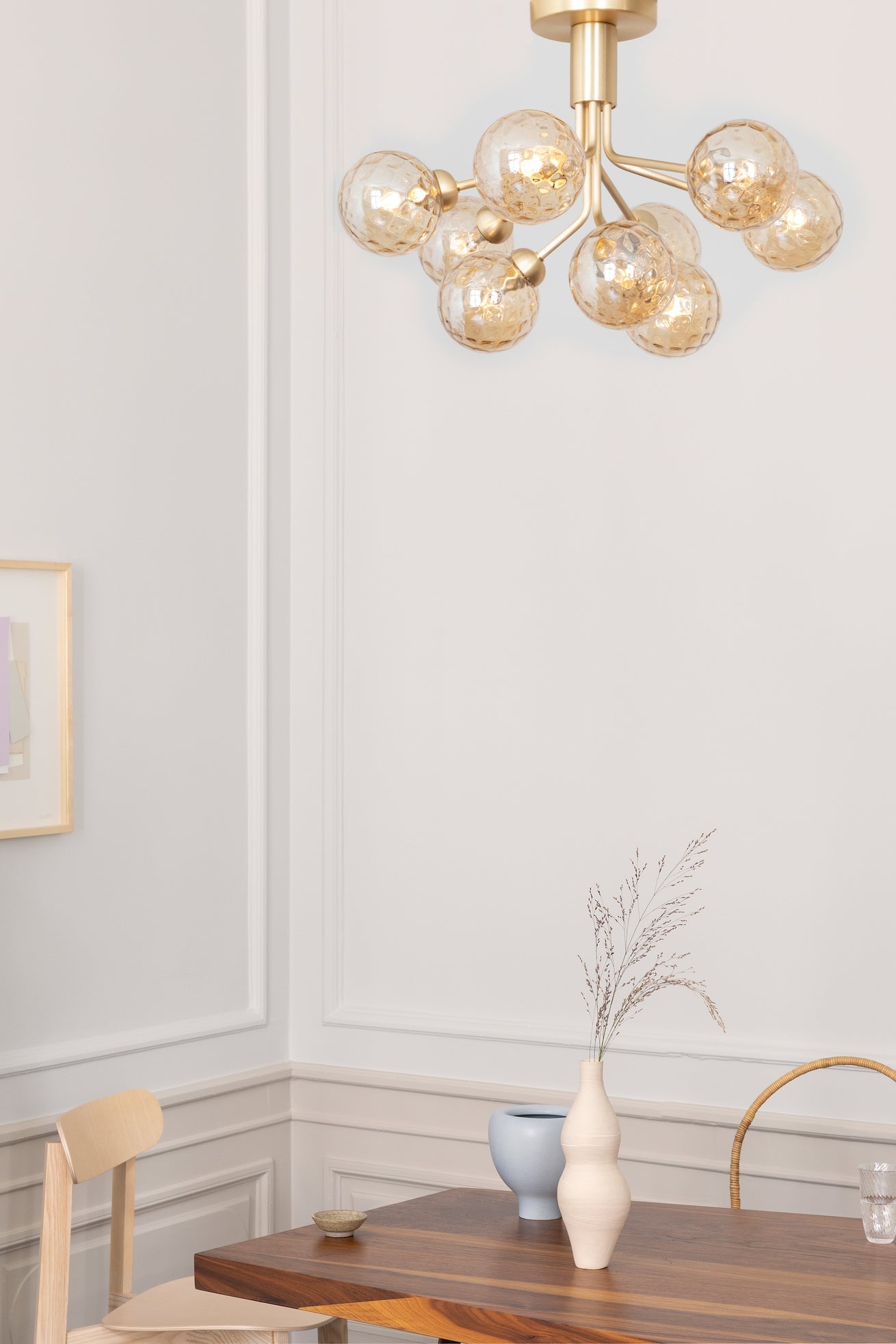 Apiales 9 Ceiling ljuskrona, brushed brass / optic gold • NUURA