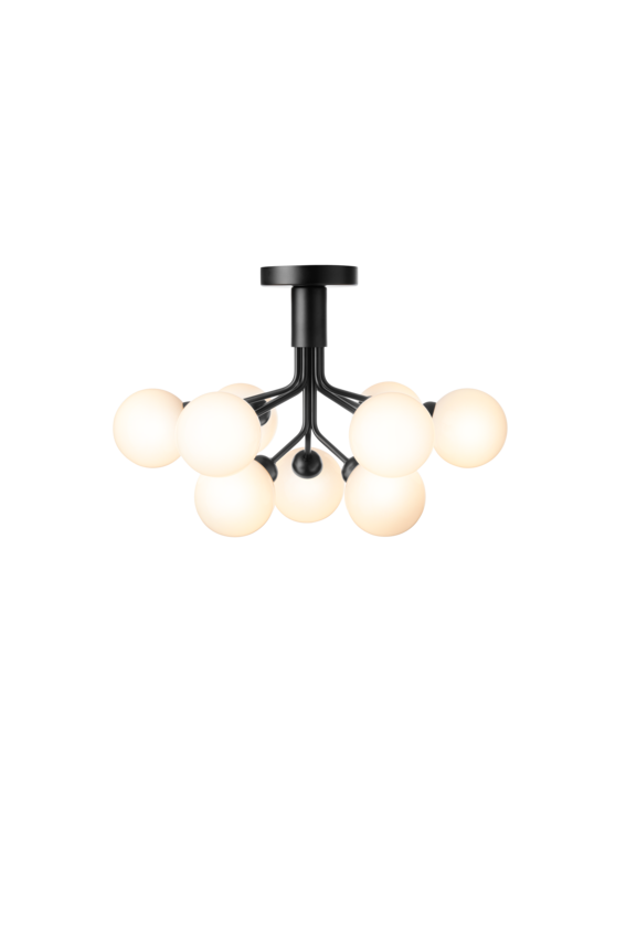 Apiales 9 Ceiling ljuskrona, satin black / opal • NUURA
