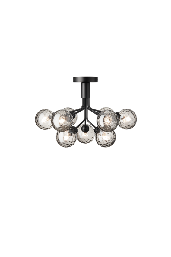 Apiales 9 Ceiling ljuskrona, satin black / optic smoked • NUURA