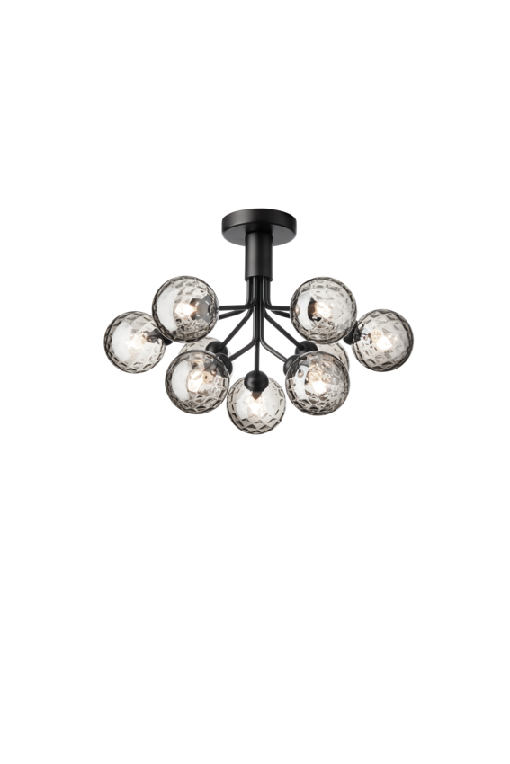 Apiales 9 Ceiling ljuskrona, satin black / optic smoked • NUURA