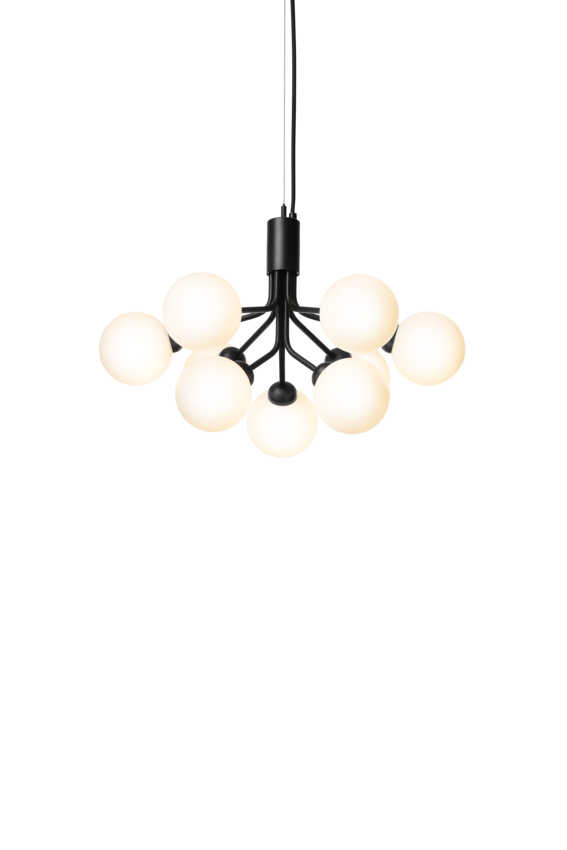Apiales 9 ljuskrona, satin black / opal • NUURA