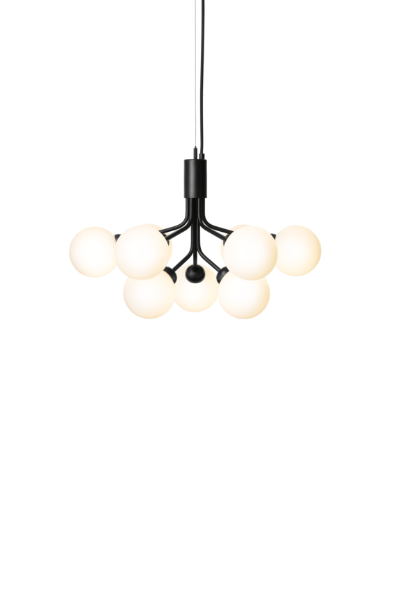 Apiales 9 ljuskrona, satin black / opal • NUURA