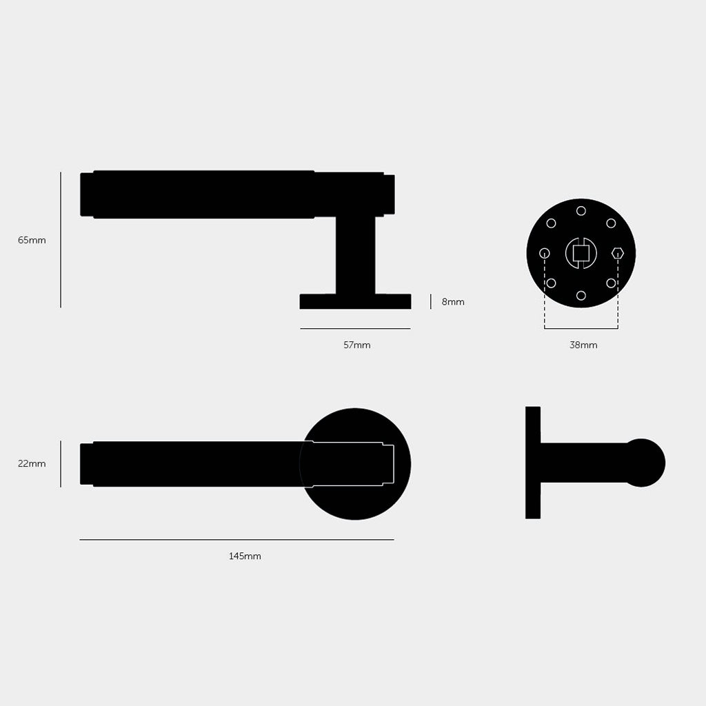 Cross-dörrhandtag i brunerad mässing med diamantslipat mönster – c/c 38 mm • Buster + Punch