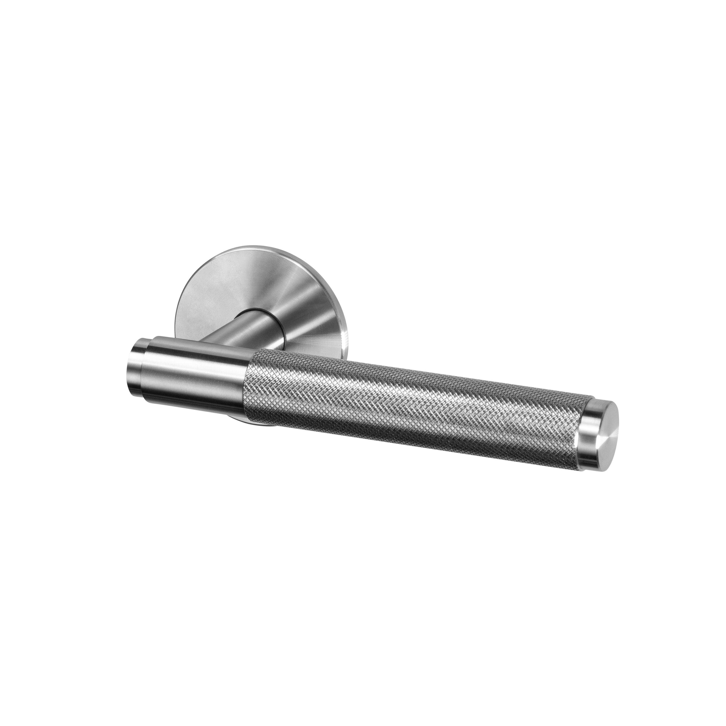 Cross-dörrhandtag i rostfritt stål med diamantslipat mönster – c/c 30 mm • Buster + Punch