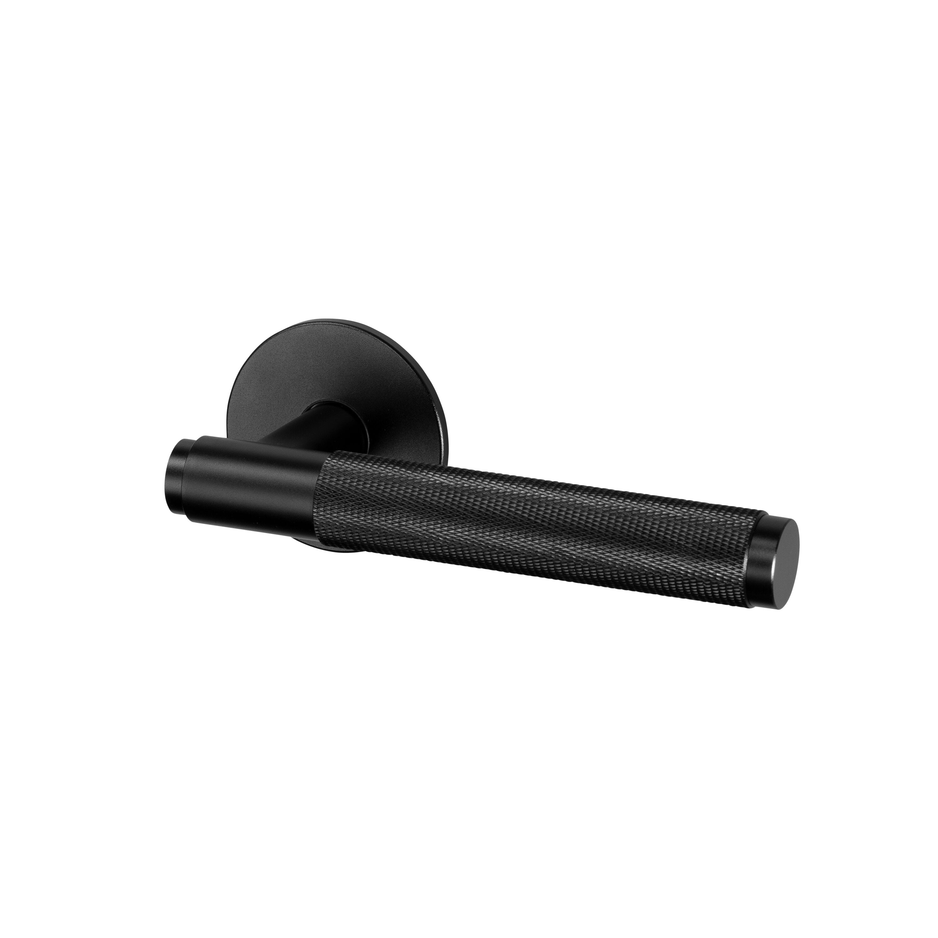 Cross-dörrhandtag i svart med diamantslipat mönster – c/c 38 mm • Buster + Punch