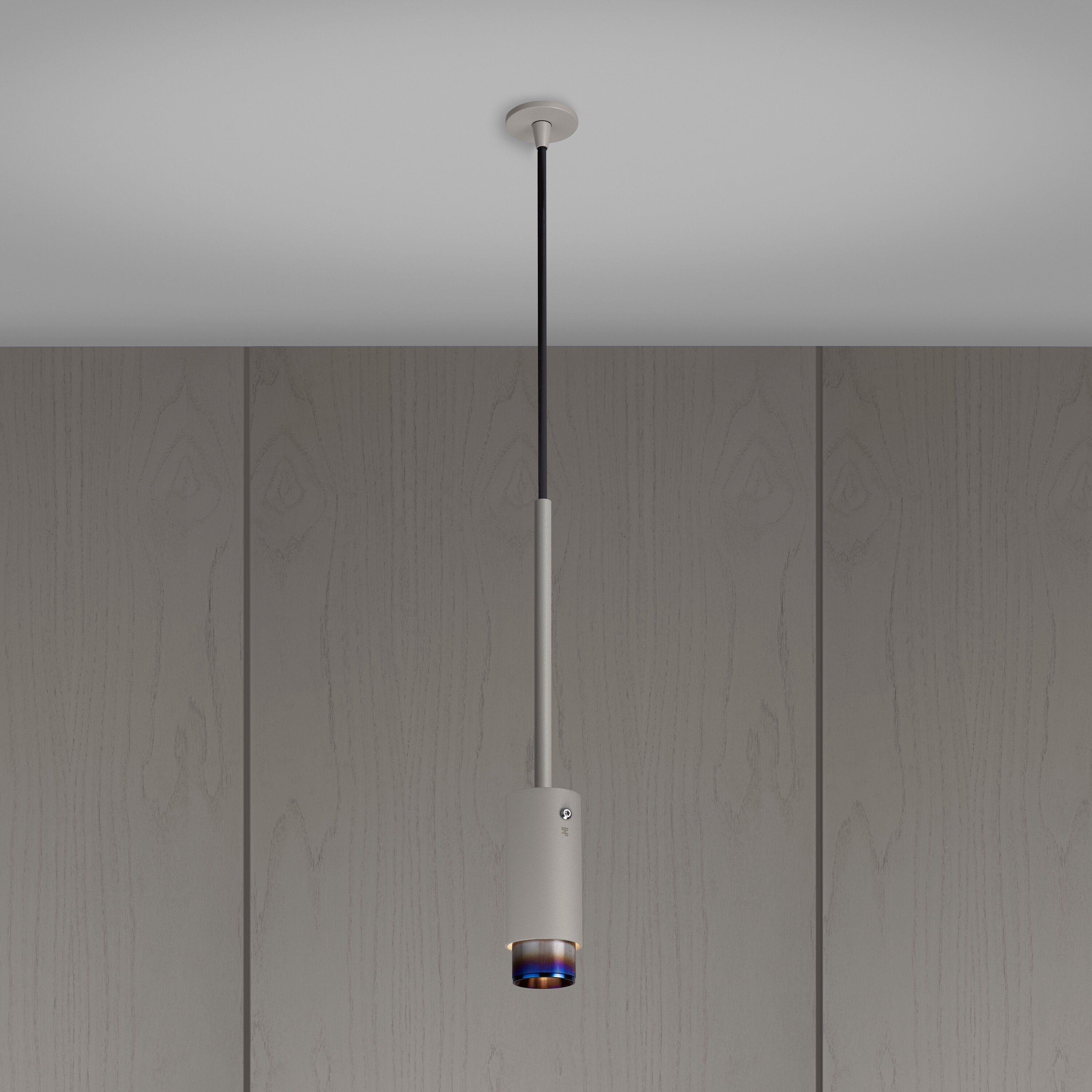 Exhaust pendellampa i sten med detaljer i burnt steel • Buster + Punch