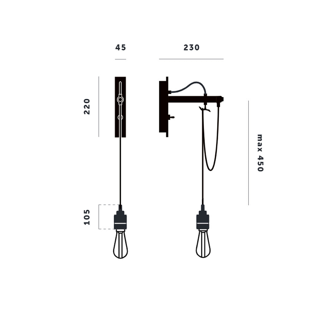 Hook Wall Nude vägglampa i sten och rostfritt stål • Buster + Punch