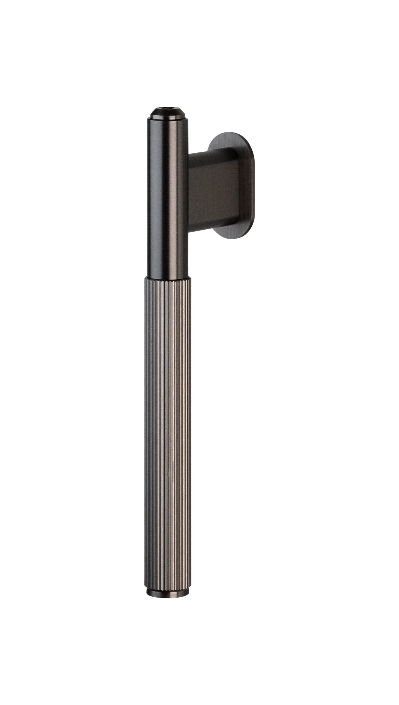 Linear L-bar i gun metal med linjerat mönster • Buster + Punch