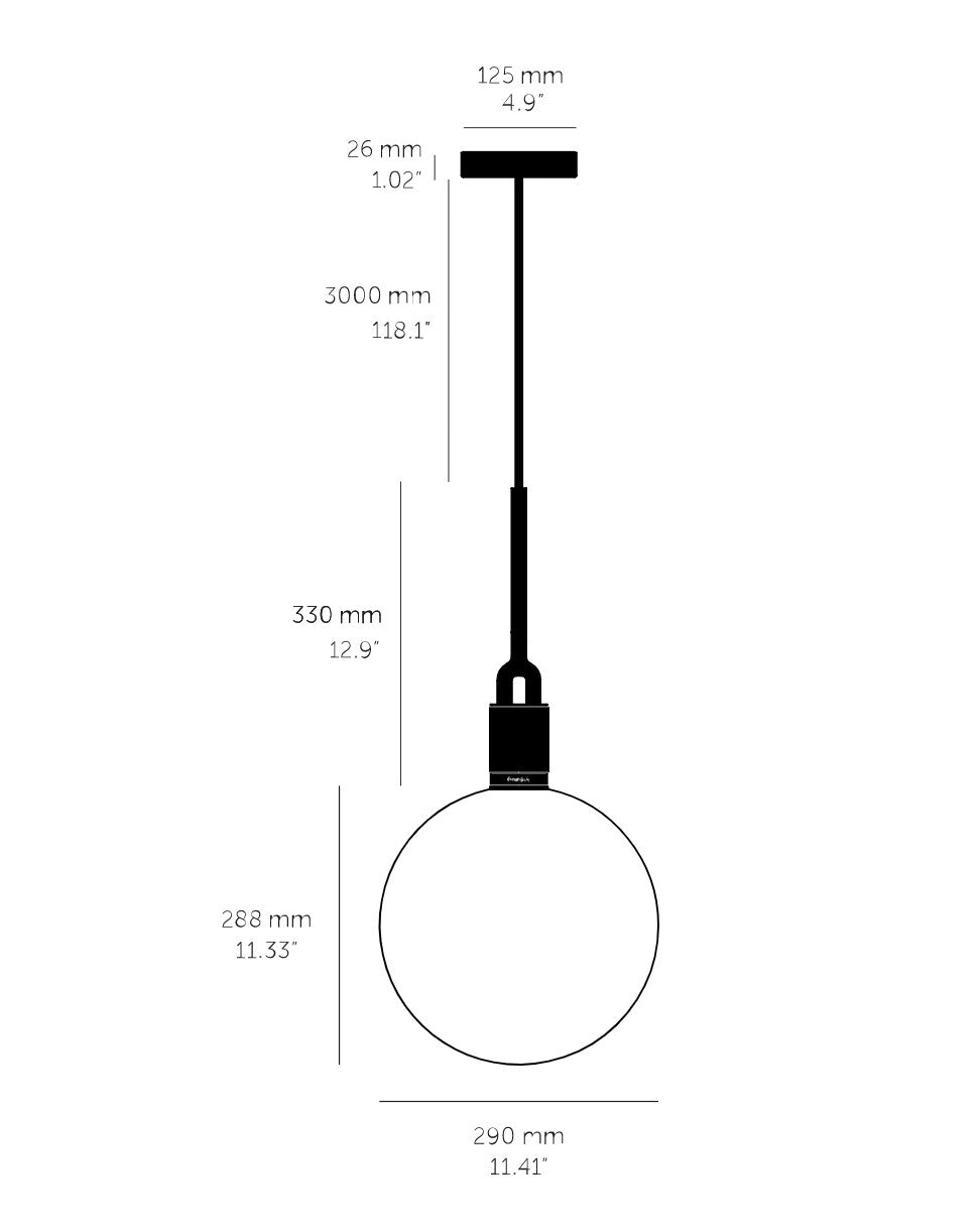 Forked Pendant Globe Large pendellampa, opalglas och stål • Buster + Punch