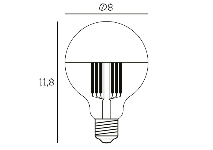 Produktritning av glödlampa med toppförsegling i silver från Design by Us