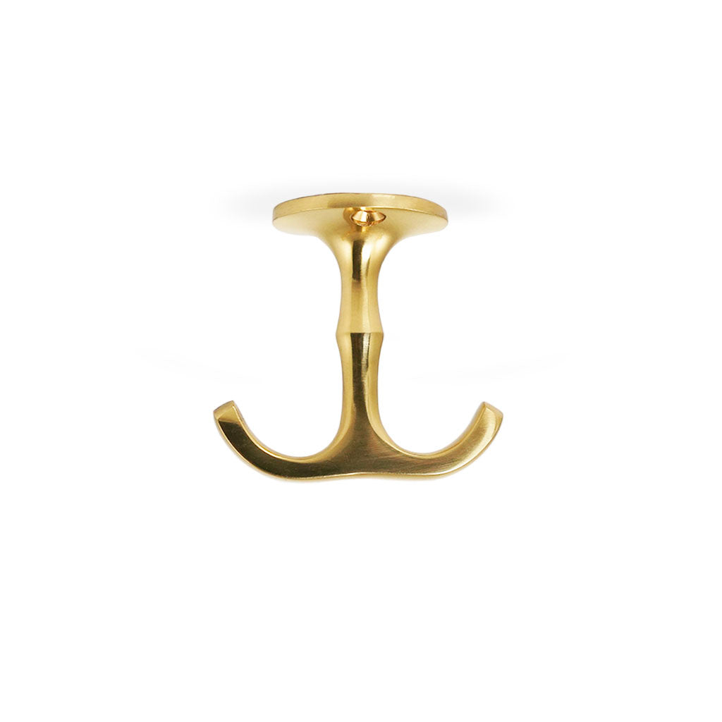 Halmstad • Ankarkrok, polerad mässing med lack, 55 mm.