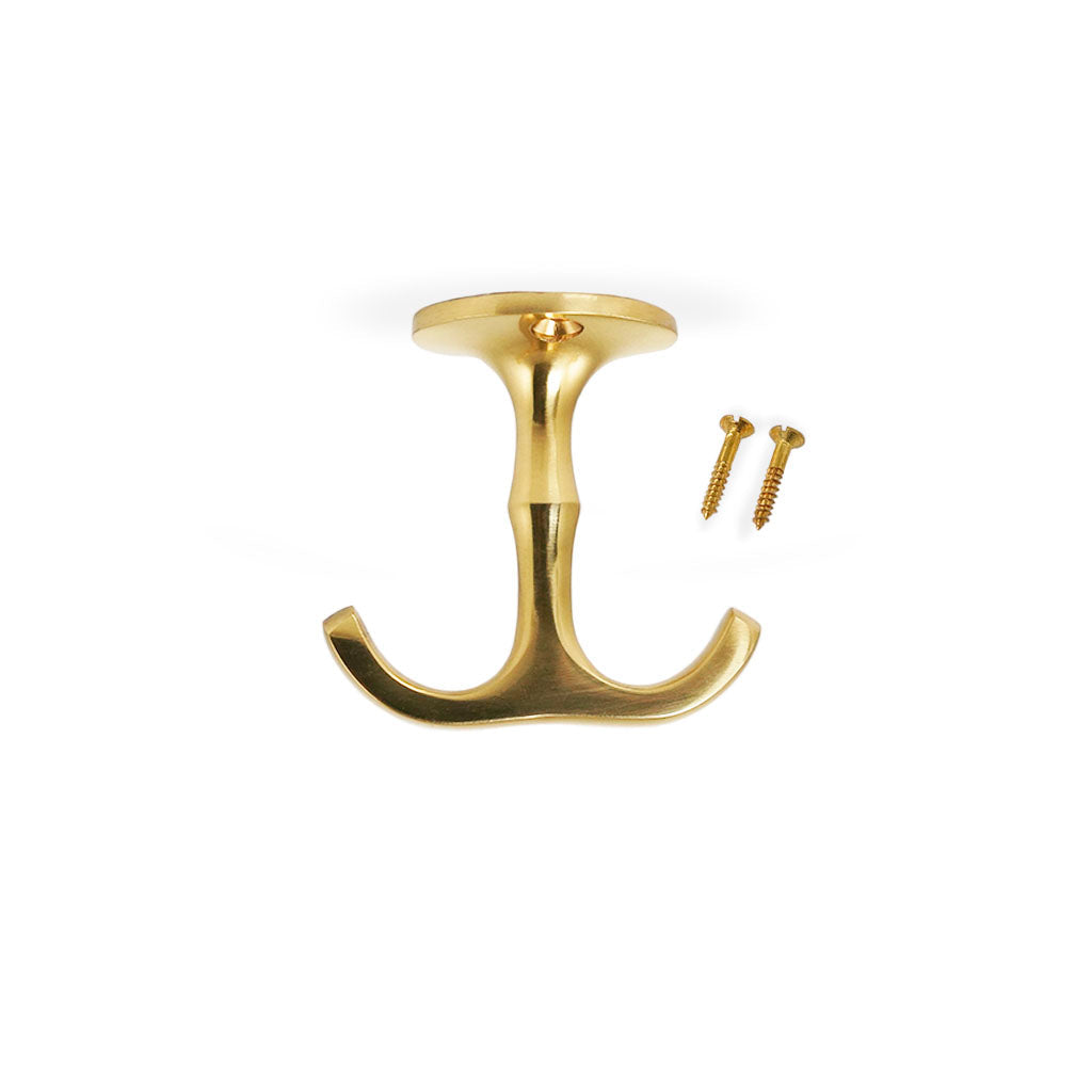 Halmstad • Ankarkrok, polerad mässing med lack, 55 mm.