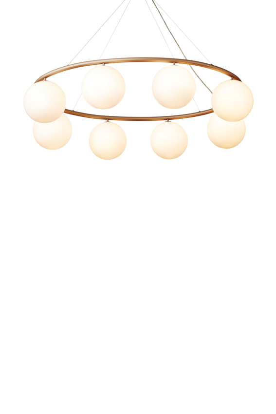 Miira 8 Oval ljuskrona, brass / opal • NUURA