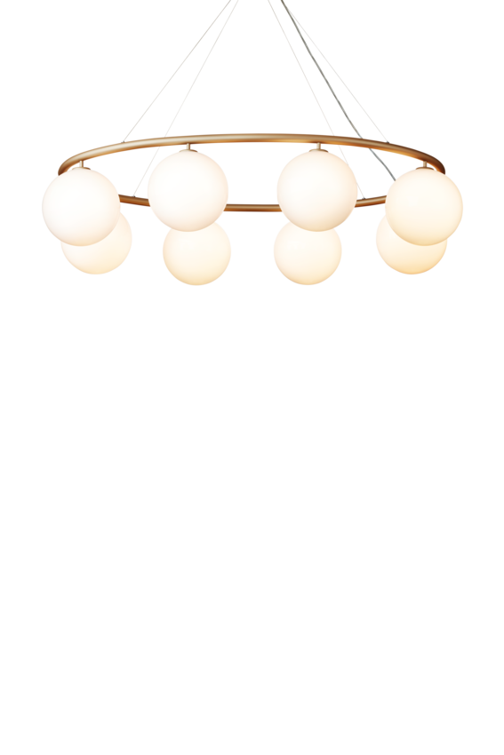 Miira 8 Oval ljuskrona, brass / opal • NUURA