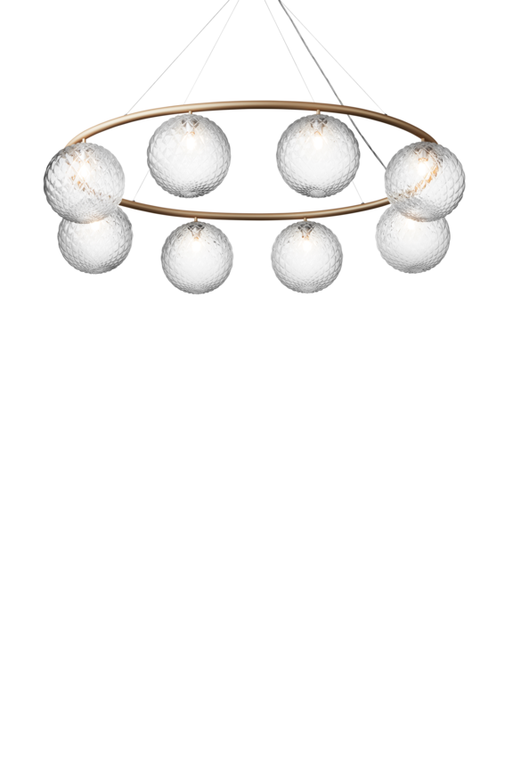 Miira 8 Oval ljuskrona, brass / optic clear • NUURA