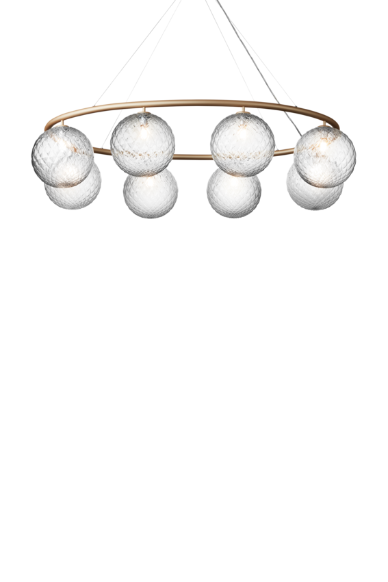 Miira 8 Oval ljuskrona, brass / optic clear • NUURA