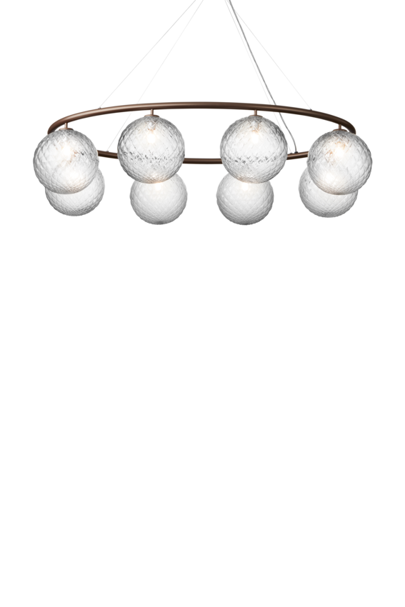 Miira 8 Oval ljuskrona, dark bronze / optic clear • NUURA