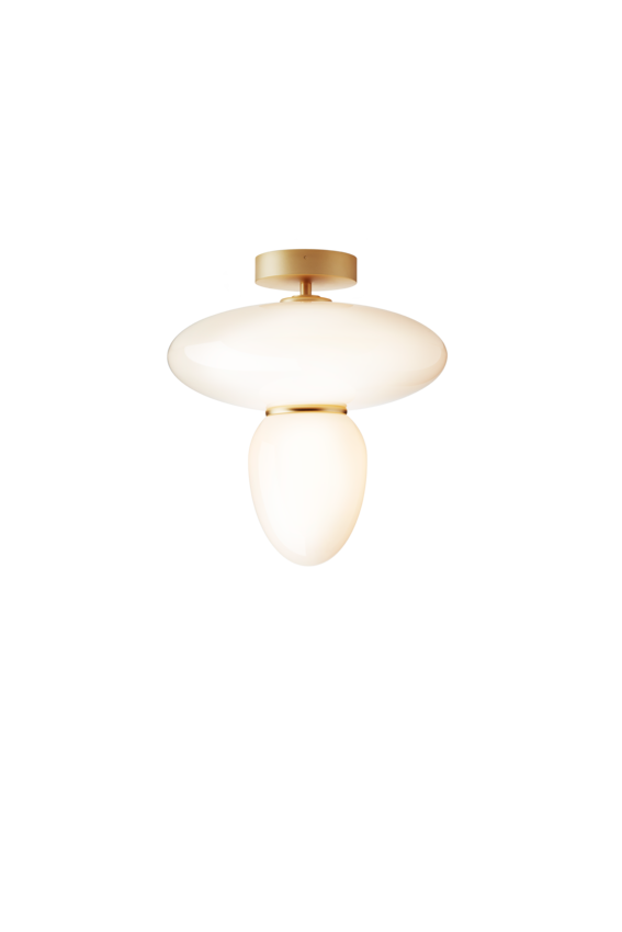 Rizzatto 42 taklampa, satin brass / opal • NUURA