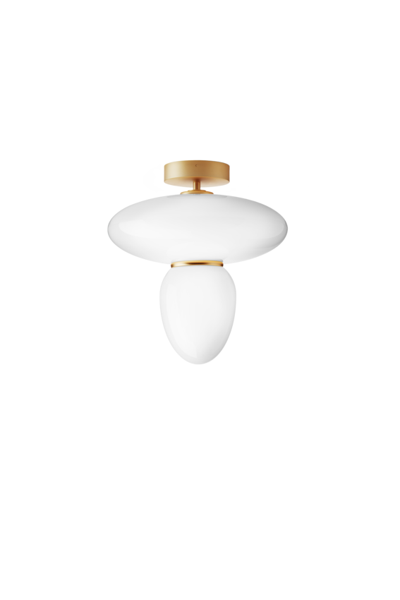 Rizzatto 42 taklampa, satin brass / opal • NUURA