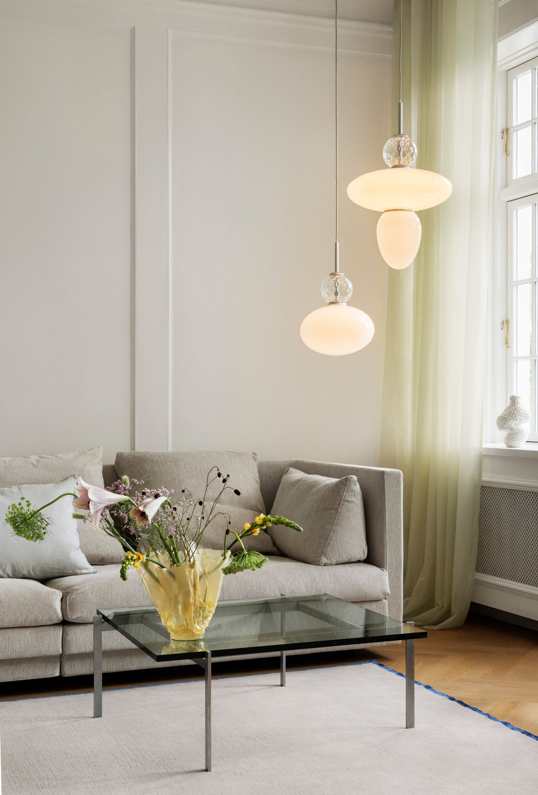 Rizzatto 43 pendel, satin silver / opal • NUURA