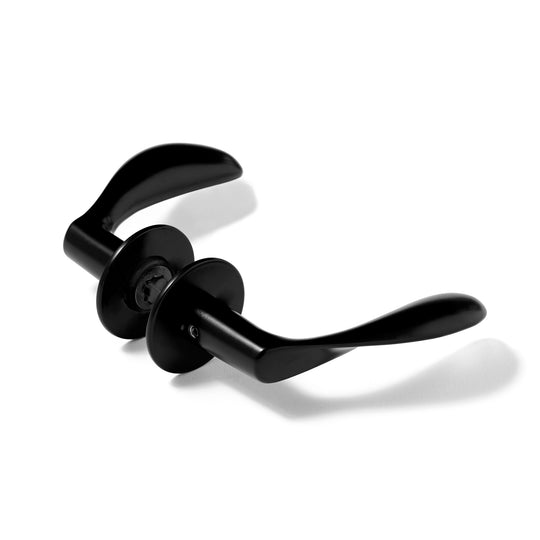 Arne Jacobsen AJ97 dörrhandtag, mattsvart RAL 9005, med snap-on-kåpor • d line