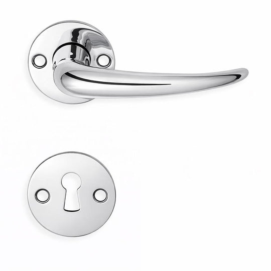 Coupé dörrhandtag i krom inkl. rosett och nyckelskylt c/c 30 mm