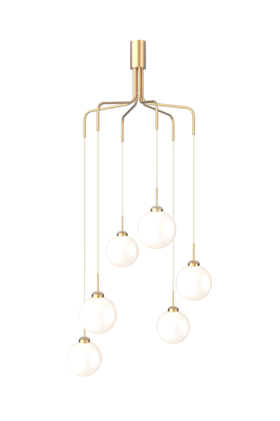 Apiales Cluster 6 lysekrone, brushed brass / opal • NUURA - Copenhagenhomedesign