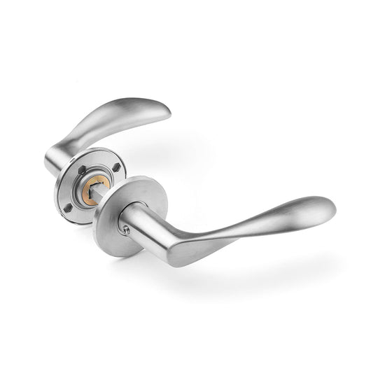 Arne Jacobsen AJ111 dörrhandtag, borstat rostfritt stål, med snap-on-kåpor • d line