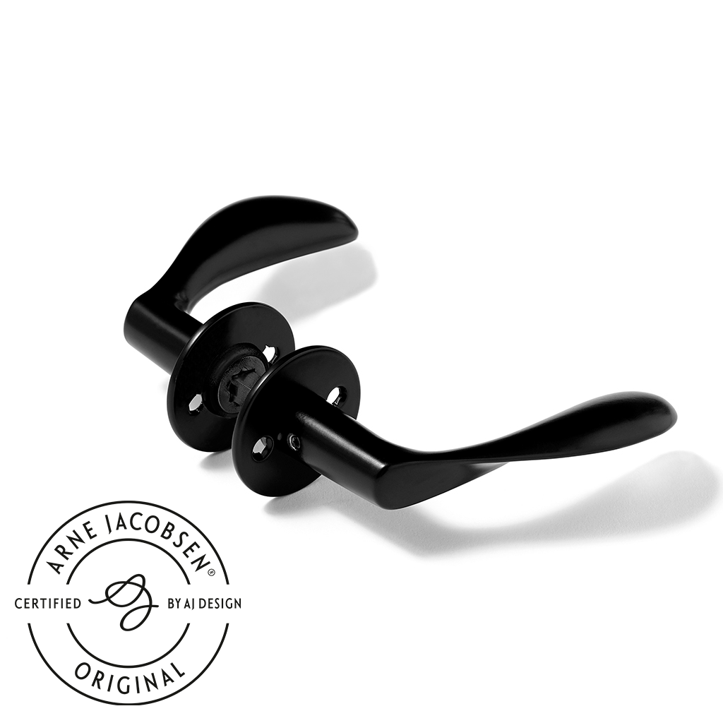 Arne Jacobsen dörrhandtag - AJ111 dörrgrepp, matt svart (RAL 9005), stor modell • d line