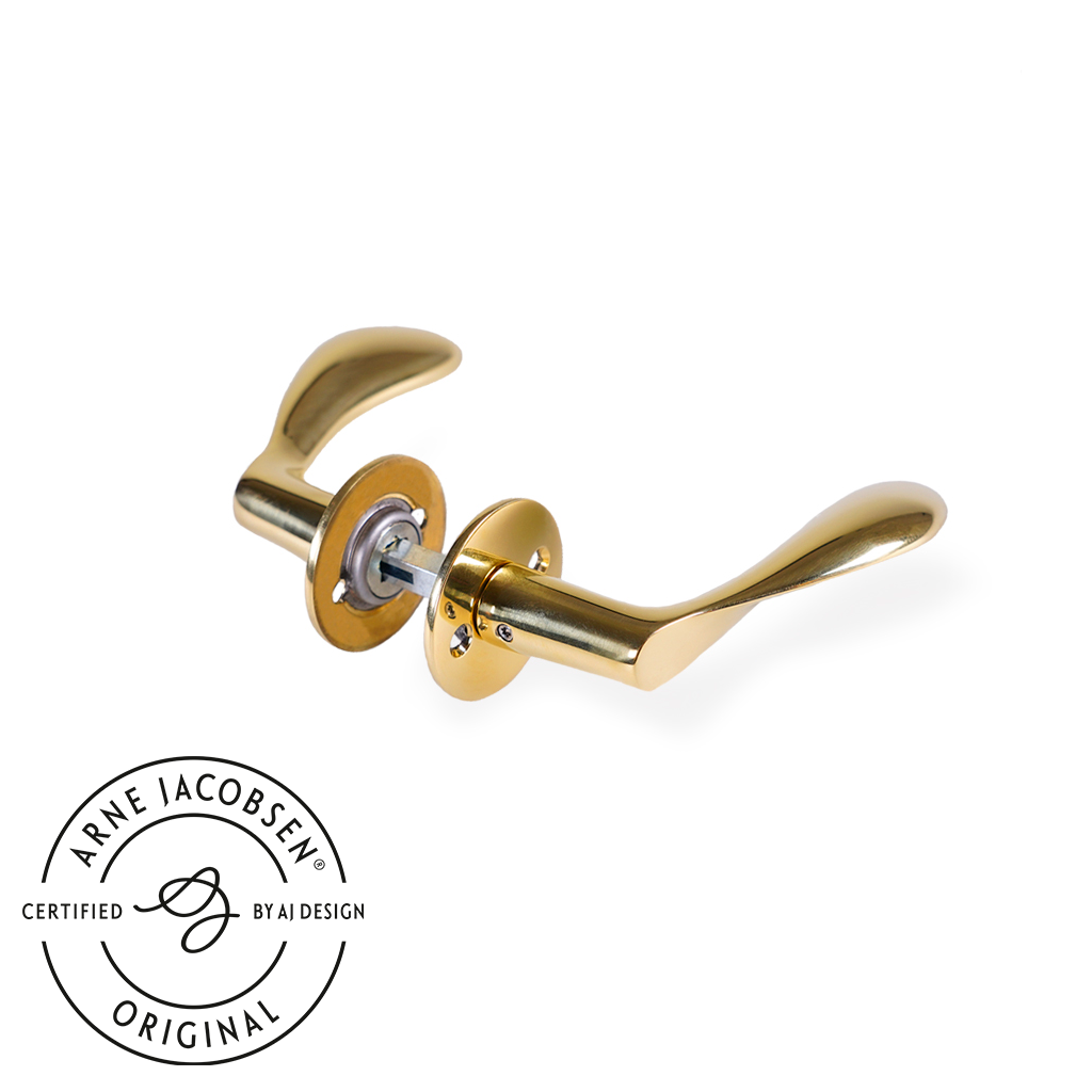 Arne Jacobsen-dörrhandtag – AJ97 dörrhandtag i polerad mässing 97 mm, liten modell