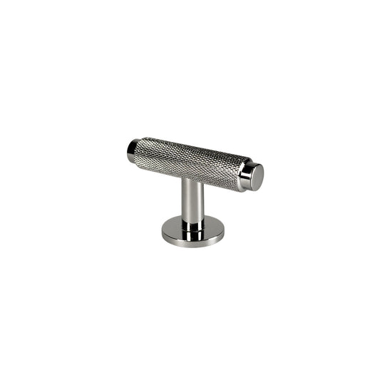Möbelknopp T-bar med diamond cut i blank krom