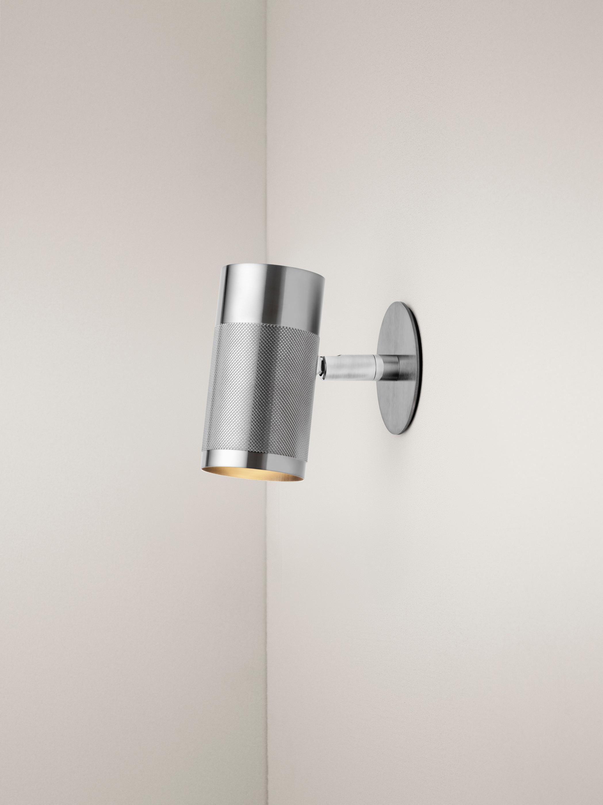 Patrone Recessed Small vägglampa med täckplatta, rostfritt stål-look • Thorup Copenhagen