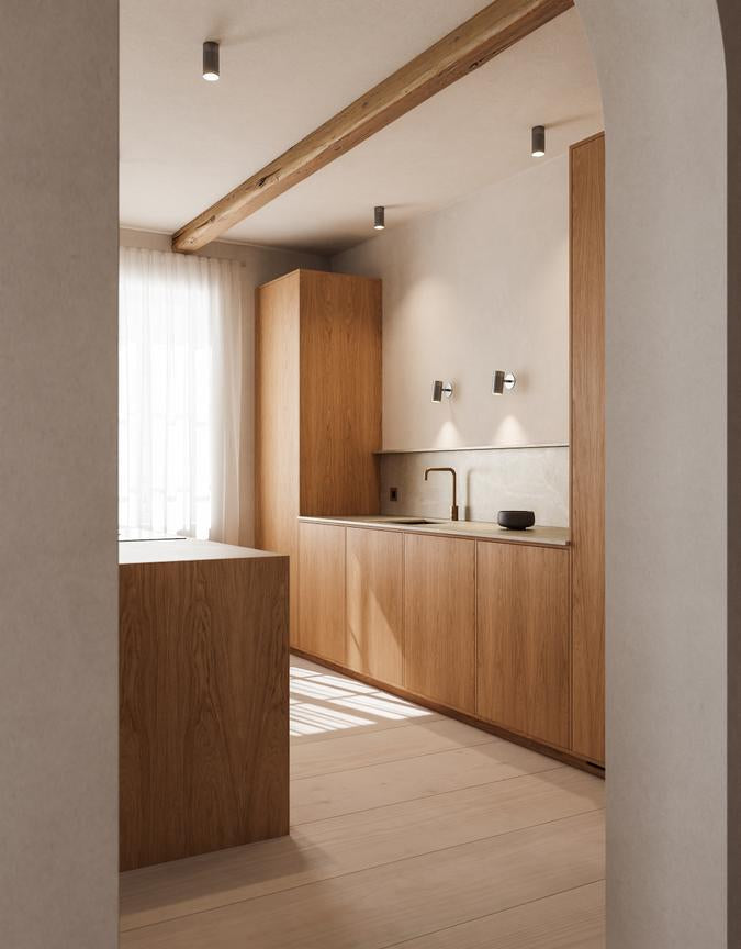 Patrone Recessed Small vägglampa med täckplatta, rostfritt stål-look • Thorup Copenhagen