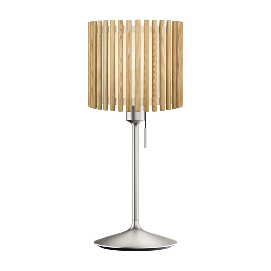 Bordslampa Komorebi Circle, ek och borstad stållook • UMAGE