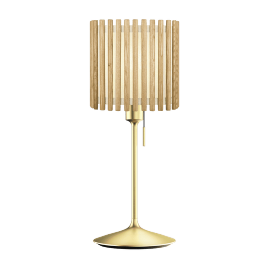 Bordslampa Komorebi Square, ek och borstad mässingslook • UMAGE