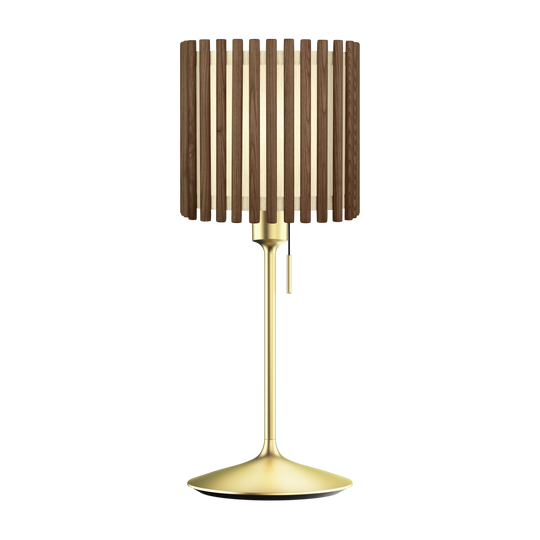 Komorebi Square bordslampa, mörk ek och borstad mässingslook • UMAGE