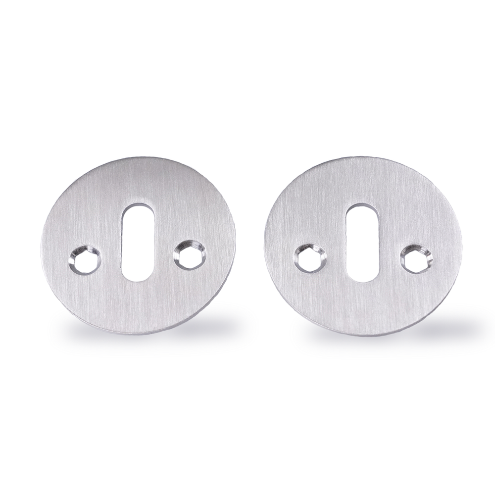 Nyckelplattor – moderna i rostfritt stål med ovalt hål för bland annat AJ-dörrhandtag