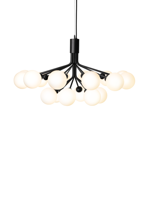 Apiales 18 ljuskrona, satin black / opal • NUURA