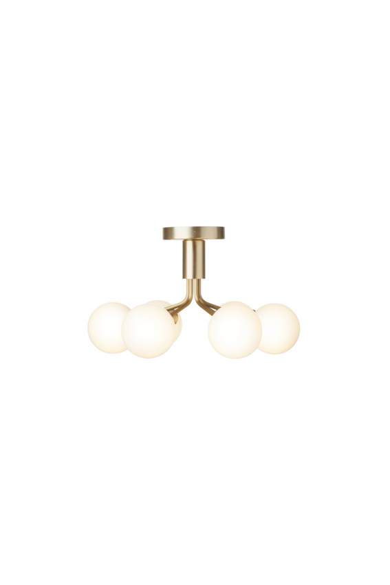 Apiales 6 Ceiling ljuskrona, brushed brass / opal • NUURA