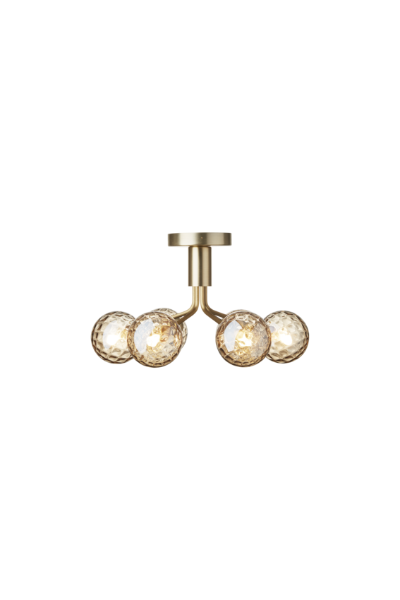 Apiales 6 Ceiling ljuskrona, brushed brass / optic gold • NUURA
